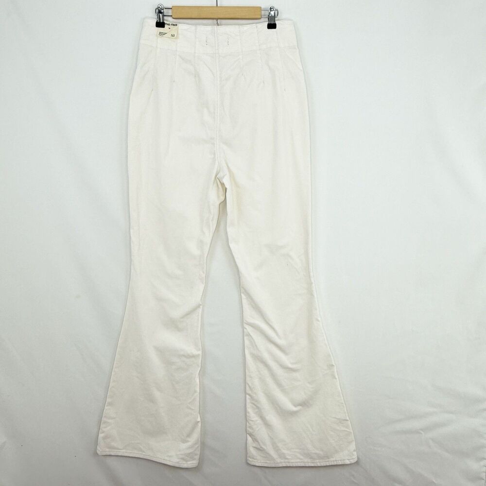 NWT We The Free People Size 32 Jayde Cord Flare Jeans High Rise Stretch White - Picture 8 of 16